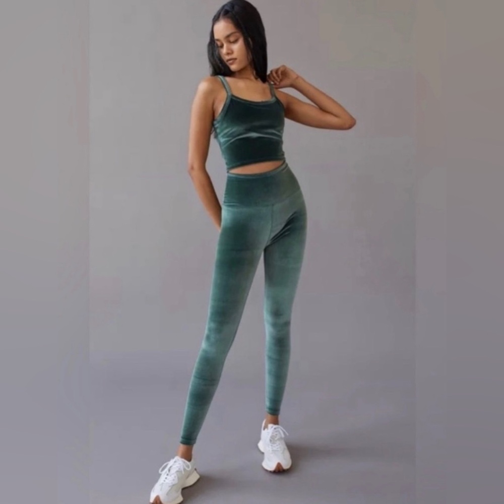Beyond Yoga Green Motion High-Waist Velvet Leggings limited edition Teal